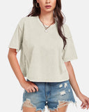 Oversized Vintage Acid Wash Cotton Cropped T Shirts