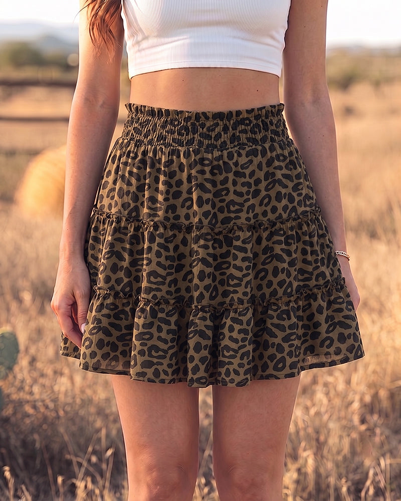 Women's Summer Flowy Ruffle Mini Skorts with Built-in Shorts & Pockets