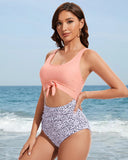 Cutout Tie Knot Tummy Control One Piece Swimsuit