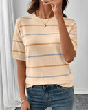 Sudadera de rayas de manga corta para mujer