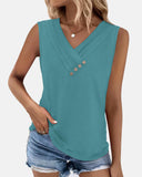 Camiseta sin mangas con botones y cuello en V