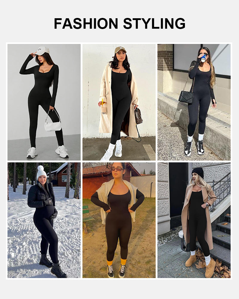 Stretchy Ribbed Seamless Jumpsuit with Integrated Support