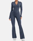 Women Zip Up Long Sleeve Workout Jumpsuit