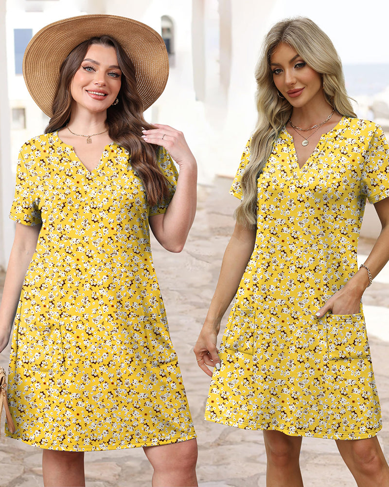 Vestido midi con cuello en V, suave como la mantequilla, favorecedor y con bolsillos