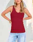 Camisetas sin mangas entalladas de punto acanalado con cuello en V