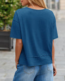 Camiseta de manga corta con cuello en V y ajuste holgado para mujer, de verano