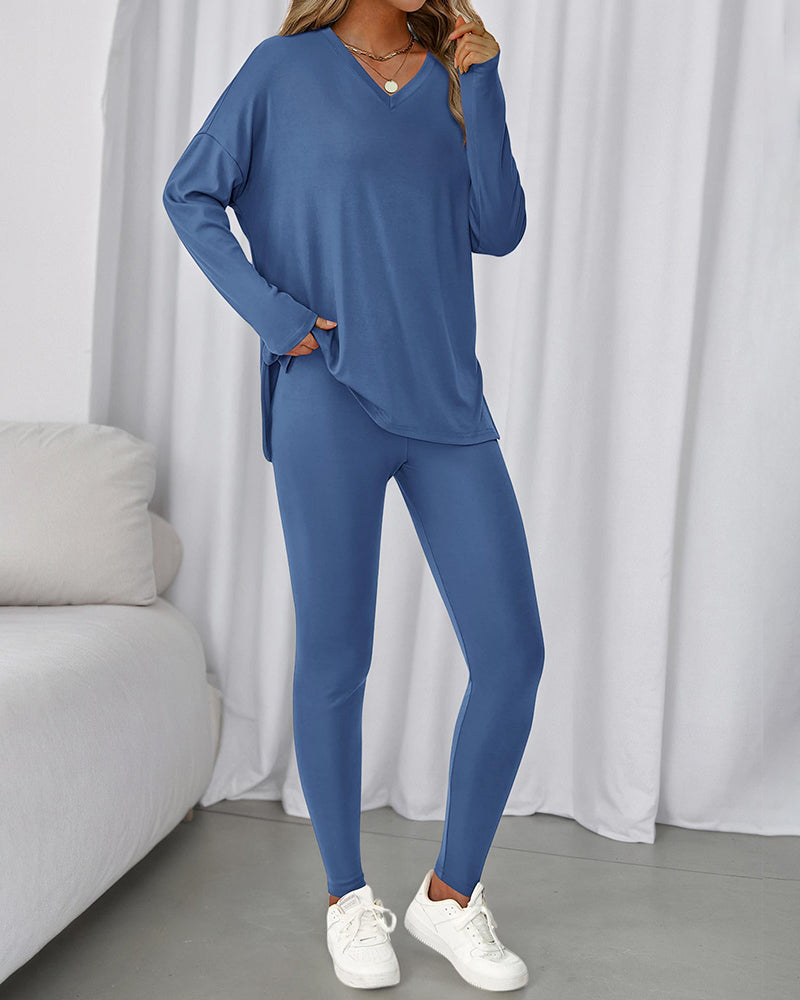 2026 Conjunto Informal de Descanso Camisas Extragrandes Leggings a Juego