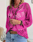 Top de ganchillo beige de inspiración bohemia para mujer con escote en V