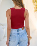 Camisetas sin mangas entalladas de punto acanalado con cuello en V