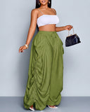 Pantalones de pernera ancha, casuales y de talla grande con ajuste holgado, lazo en la cintura y bolsillos