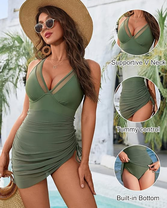 Slimming Mesh Sheer Sarong Wraps Bathing Suit