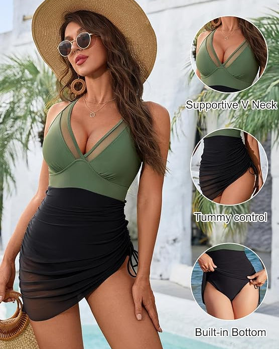 Slimming Mesh Sheer Sarong Wraps Bathing Suit