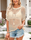 Crochet Hollow-Out Pullover Cover-Up Top