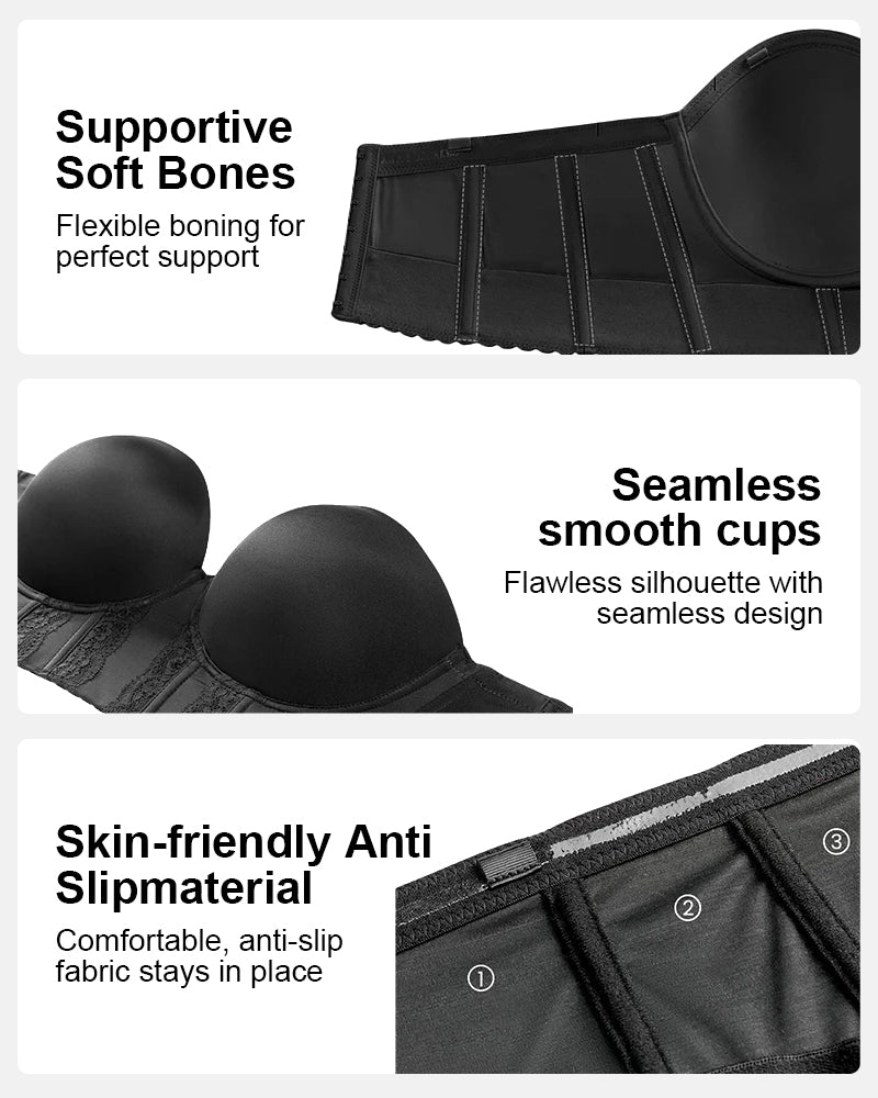Non-Slip Strapless Longline Support Bra