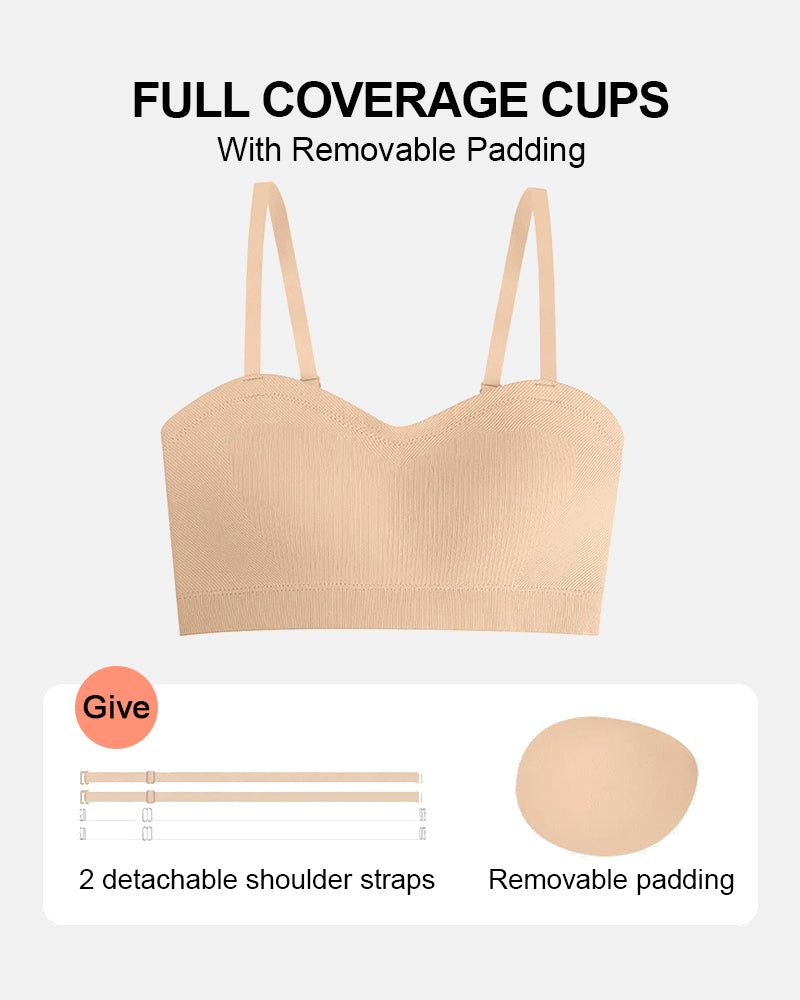 Sujetador Bandeau de Mujer Antideslizante Sin Costuras Inalámbrico Push Up