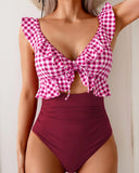 Traje de baño de una pieza con cuello en V y control de abdomen para mujer