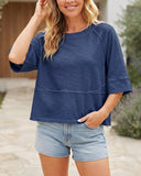 Crewneck Batwing Half Sleeve Solid Color T-Shirts