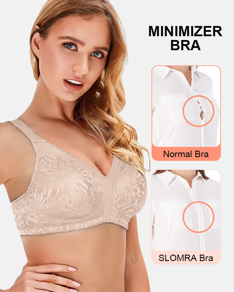 Women's Full Coverage Non Padded Wireless Bra Plus Size Minimizer Bras