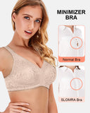 Women's Full Coverage Non Padded Wireless Bra Plus Size Minimizer Bras