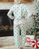 Cozy Christmas Pajama Set — Tree & Bow Print Two-Piece Loungewear