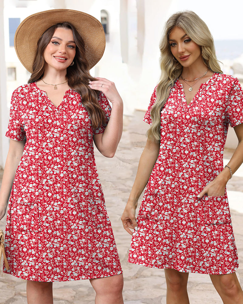 Vestido midi con cuello en V, suave como la mantequilla, favorecedor y con bolsillos