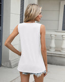 Camiseta sin mangas con cuello en V para mujer, corte holgado, básica