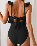 Traje de baño de una pieza con cuello en V y control de abdomen para mujer