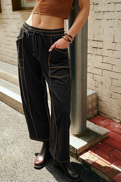 New Elevated Barrel Leg Lounge Pants - Slimming High Waist in Premium Organic Cotton