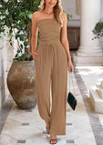 Summer Ribbed Knit Matching Set – Tube Top & Wide Leg Pants