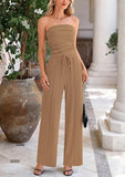 Summer Ribbed Knit Matching Set – Tube Top & Wide Leg Pants