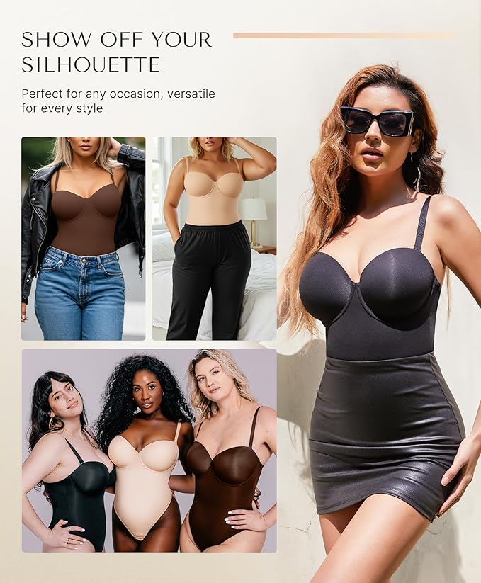 Sexy Back Lace-up Thong Seamless Corset Bodysuit