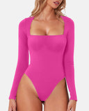 Square Neck Sculpting Bodysuit Second Skin Fit Seamless Thong