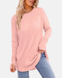 Women Long Sleeve Thumb Hole Crew Neck Tunic Top