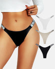 Womens Sexy Rhinestone Thongs 3-Pack