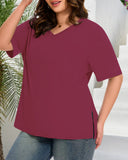 Longer Sleeve Plus Size V-Neck T-Shirt — Covers Your Arms & Hides Your Belly