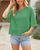 Crewneck Batwing Half Sleeve Solid Color T-Shirts