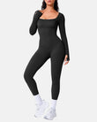 Stretchy Ribbed Seamless Jumpsuit with Integrated Support