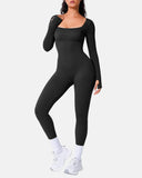 Stretchy Ribbed Seamless Jumpsuit with Integrated Support