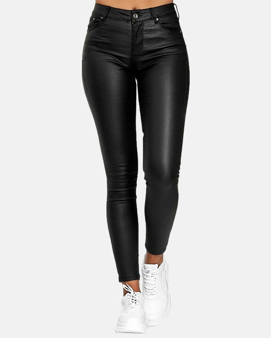 High-Waisted PU Leather Skinny Pants