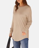 Women Long Sleeve Thumb Hole Crew Neck Tunic Top