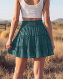 Women's Summer Flowy Ruffle Mini Skorts with Built-in Shorts & Pockets