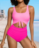 Cutout Tie Knot Tummy Control One Piece Swimsuit
