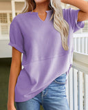 Summer Cozy Oversized Waffle Knit V-Neck Top