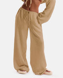 Women's Solid Pocket Pants Wide Leg