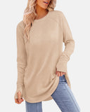 Women Long Sleeve Thumb Hole Crew Neck Tunic Top