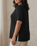 Longer Sleeve Plus Size V-Neck T-Shirt — Covers Your Arms & Hides Your Belly