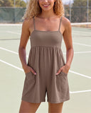 Athletic Spaghetti Strap Beach Vacation Romper with Pockets