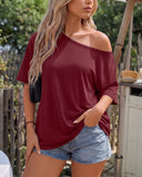 Solid Color Minimalist Loose Fit Short Sleeve T-shirt