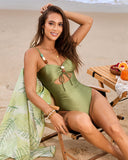 New Glossy Beaded One Piece Swimsuit with Cover Up Sarong