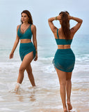 Sarong Wraps Bathing Suits Womens High Waisted Tummy Control Bikini Sets